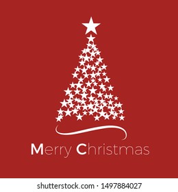 Vector Abstract cover Christmas Tree, with text on red background