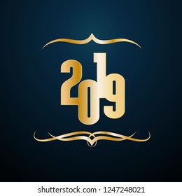 Vector Abstract cover Golden text 2019 