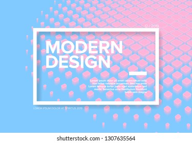 Vector abstract cover header template with sample text and abstract pink blue background 