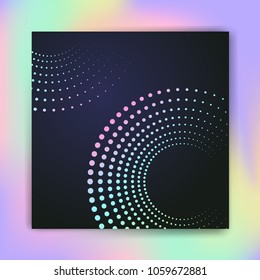 Vector abstract cover poster design with halftone circles and holographic effect. Easy to modify and use as cover, poster, mockup, brochure or presentation