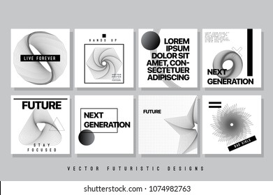 Vector Abstract Covers Templates, Contemporary Art Graphic Poster with Geometric Patterns, Modern Geometric Hipster Backgrounds, Brochures, Album Covers and Banners, Futuristic Design