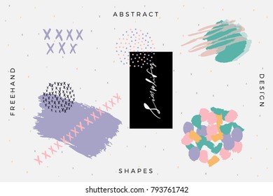 Vector Abstract Covers Templates, Graphic Poster with Pastel Patterns, Trendy Hipster Backgrounds, Brochures, Album Covers and Banners, Freehand Style Patterns