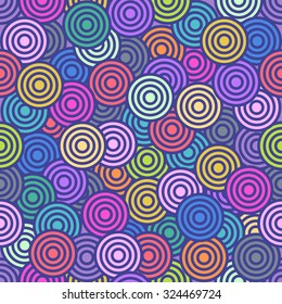 Vector Abstract Crazy Psychedelic Circles Seamless Pattern Background