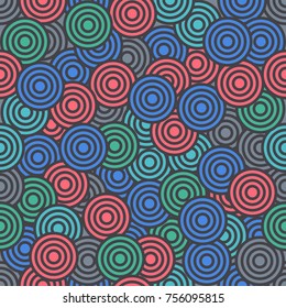 Vector abstract crazy psychedelic circles seamless pattern background