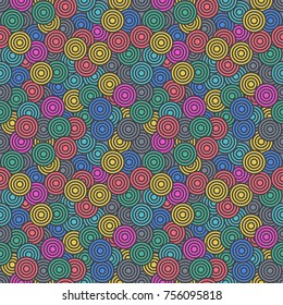 Vector abstract crazy psychedelic circles seamless pattern background