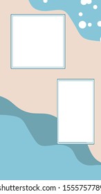 Vector abstract creative background in minimal trendy style with copy space for text - design templates for social media stories - simple, stylish designs with waves and dots. Frames for photos.