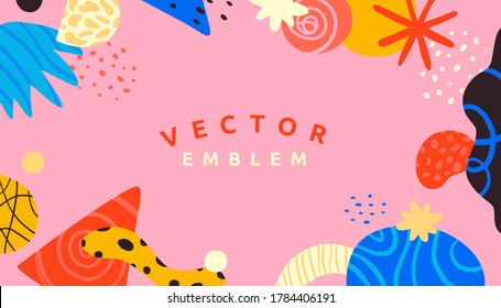 Vector abstract creative background in minimal trendy style with copy space for text and modern art shapes - digital collage, horizontal design template for social media and websites - simple, stylish