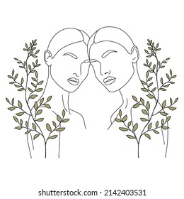 Vector abstract creative background. In a minimalistic fashion style with a portrait of a female face. Design templates for social networks.