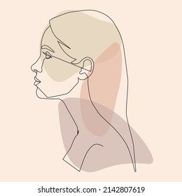 Vector abstract creative background. In a minimalistic fashion style with a portrait of a female face. Design templates for social networks.