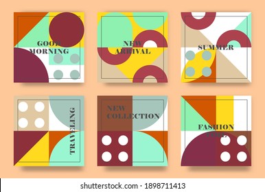 Vector abstract creative backgrounds in geometric style with copy space for text . Design templates for social media stories and post.