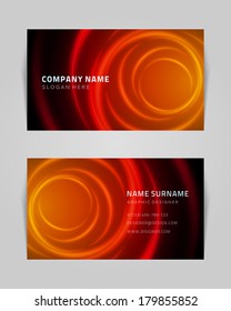 Vector abstract creative business card design template. Light waves background. 