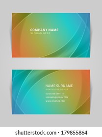Plantilla de diseño de tarjetas de negocio creativas abstractas de vectores. Fondo de las ondas luminosas.