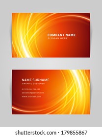 Vector abstract creative business card design template. Light waves background. 