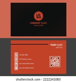 Vector abstract creative business card. Black and orange. 