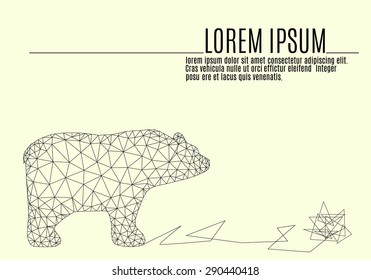 Vector abstract creative  business card template with a triangular pattern in the form of an animal