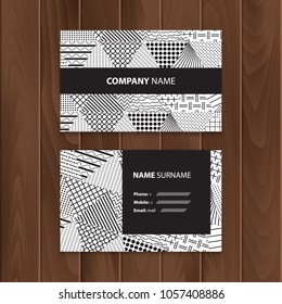 Vector abstract creative business cards with cover from black and white triangles