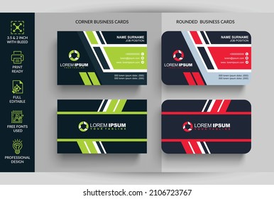 Tarjetas de visita creativas vectoriales abstractas (plantilla establecida). Tarjeta de visita personal con el logotipo de la empresa. Colores negros y amarillos. Diseño plano y limpio. Ilustración vectorial. Amortización de tarjetas de visita