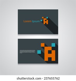 Vector abstract creative business cards set template, letter A icon design. 