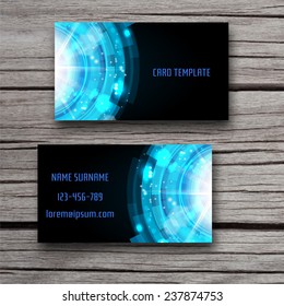 Vector abstract creative business cards on wooden background. Vector illustration.