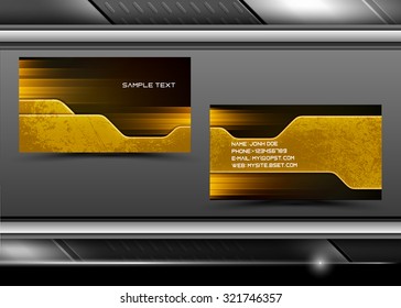 Vector abstract creative business cards with metal texture (set template) 