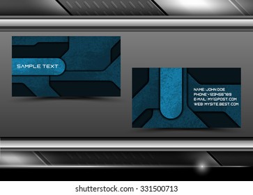 Vector abstract creative business cards with metal grunge texture (set template) 