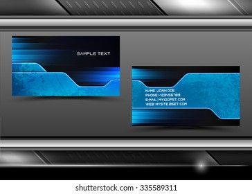 Vector abstract creative business cards with metal texture (set template) 