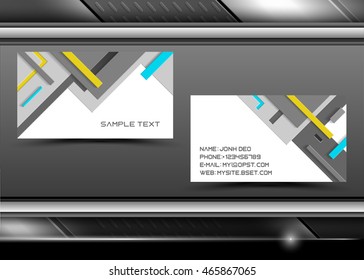 Vector abstract creative business cards with rectangles and shadows (set template)