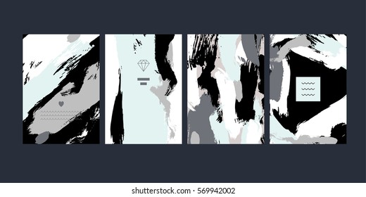 Vector abstract creative business cards. Illustrations handmade.