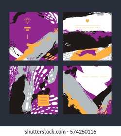Vector abstract creative business cards. Illustrations handmade.