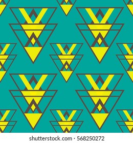 Vector abstract creative geometric pattern with triangles. Blue and yellow colors.
