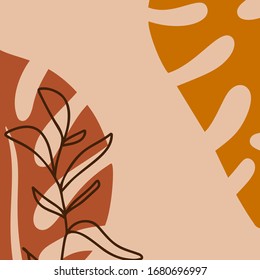 vector abstract creative leaves background in minimal trendy style in portrait with copy space for text. Design templates for social media stories. Simple and stylish.