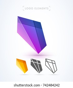 Vector abstract crystal wing logo template. Material design style