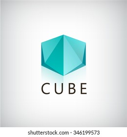 Vector abstract cube geometric 3d logo, icon isolated. Identity idea