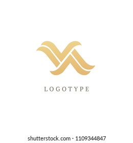 Vector abstract curve logo design. Modern minimalistic pattern frame. Premium design vector element. Emblem luxury beauty business, spa, cosmetics, jewelry, restaurant.