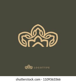 Vector abstract curve logo design. Modern minimalistic pattern frame. Premium design vector element. Emblem luxury beauty business, spa, cosmetics, jewelry, restaurant.