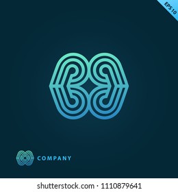 Vector abstract curve logo design. Modern minimalistic pattern frame. Premium design vector element. Emblem luxury beauty business, spa, cosmetics, jewerly, restaurant.