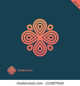 Vector abstract curve logo design. Modern minimalistic pattern frame. Premium design vector element. Emblem luxury beauty business, spa, cosmetics, jewerly, restaurant.