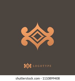 Vector abstract curve logo design. Modern minimalistic pattern frame. Premium design vector element. Emblem luxury beauty business, spa, cosmetics, jewelry, restaurant.