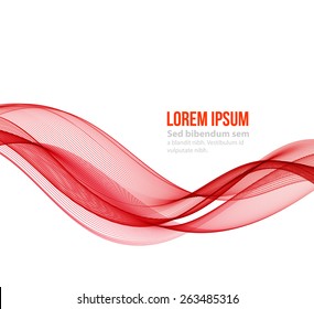 Vector Abstract curved lines background. Template brochure design. Red wave