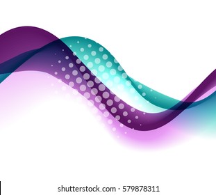 Vector Abstract curved lines background. Template brochure design. Turquoise and purple wave