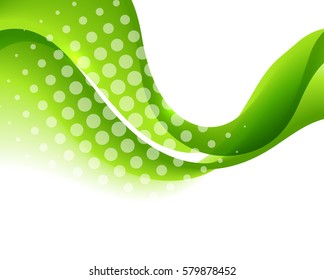 Vector Abstract curved lines background. Template brochure design. Green wave