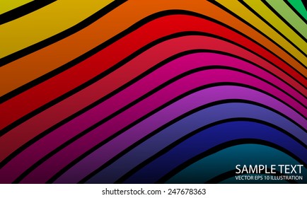 Vector abstract curved rainbow background illustration  arcs - Vector rainbow abstract colorful background illustration
