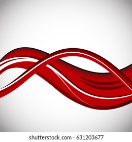 Vector Abstract curved red and white lines background. Template brochure design
