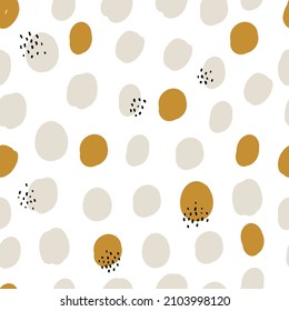 Abstrakte, handgezeichnete Vektorgrafik mit unregelmäßigen Punkten auf weißem Hintergrund. Pastellbabytextur ideal für Stoff, Tapete, Wickelpapier, Karte, Layout. Feiner Kinderdruck.