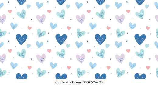 Vector abstract cute pattern with hearts pastel colors trendy hand drawn background