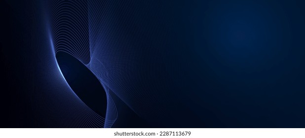 El ciberespacio abstracto vectorial y el movimiento de patrones de línea azul, el diseño gráfico sobre el fondo del espacio azul oscuro. Ilustración conexión futurista, alta tecnología, concepto de tecnología digital energética

