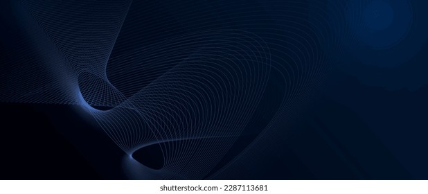 Vector abstract cyberspace and blue line pattern movement, graphic design over dark blue space background. Illustration futuristic connection, hi tech, energy digital technology concept
