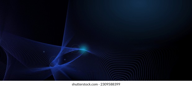 El ciberespacio abstracto vectorial y el movimiento de patrones de línea azul, diseño gráfico, fondo del espacio azul oscuro. Ilustración conexión futurista, alta tecnología, concepto de tecnología digital energética para fondo

