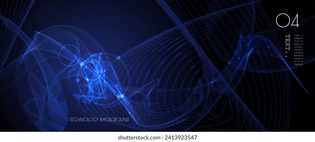 El ciberespacio abstracto vectorial y el movimiento de patrones de línea azul, el diseño gráfico sobre el fondo del espacio azul oscuro. Ilustración conexión futurista, alta tecnología, concepto de tecnología digital energética.
