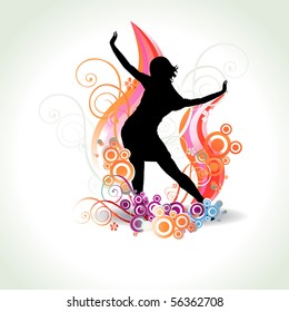 Vector abstract dancing girl